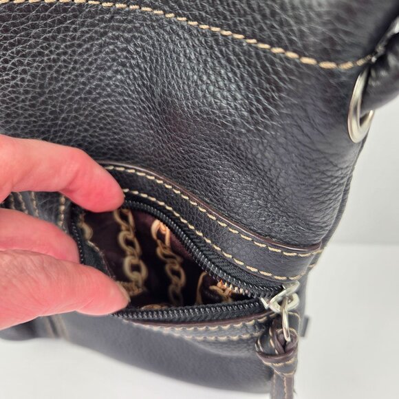 Tignanello Black Pebbled Leather Crossbody Bag With Multiple Pockets - Picture 7 of 16